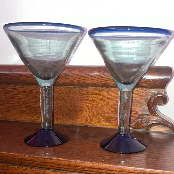 Blue Rim Margarita Glasses Set - Picture 1 of 2